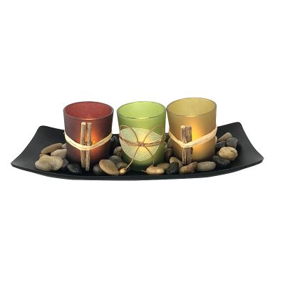 Wedding or Bar Natural Candlescape Set decorative glass candle holder