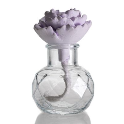 Engraving Mini Glass Vase 50ml Fragrance Perfume Reed Diffuser Glass Bottles With Cork