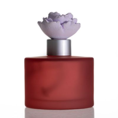 Red Color Diffuser Bottle 200ml Reed Diffuser Bottle Glass With Gypsum Flower