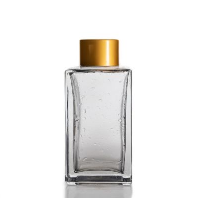 Rectangular Shape Reed Diffuser Bottle 100ml Glass Fragrance Bottle With Gold Cap