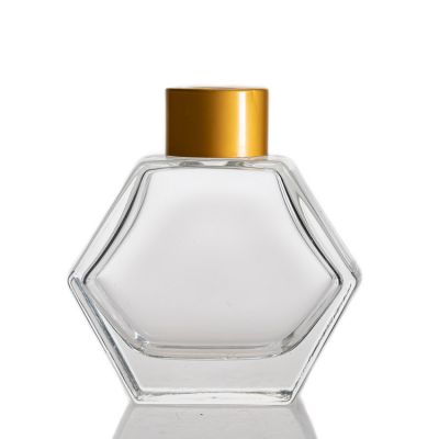 Pentagon shape aroma diffuser bottle 80ml empty fragrance glass bottles for essential oil