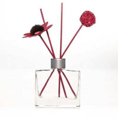 China supplier empty aromatherapy glass bottle100ml flat square glass diffuser bottle with screw cap