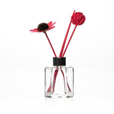 House Decorative Use 120ml 4oz Hexagonal Shaped Empty Glass Fragrance Diffuser Bottle with Hole lid