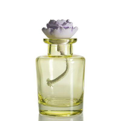 Yellow color 200ml diffuser bottle bayonet design reed diffuser glass bottle