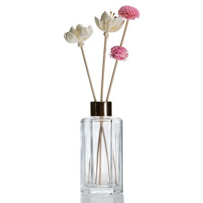 Factory Price 100ml Hexagonal Shaped Empty Bottles 3oz Clear Aroma oil Reed Diffuser Glass Bottle for Sale