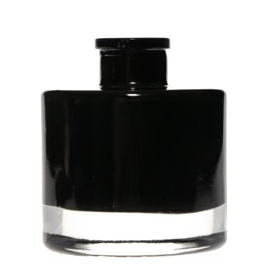 Room Decorative Bottles Black Round Air Freshener Bottle 100ml Round Glass Diffuser Bottle Wholesale