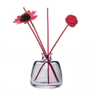 Factory 100ml Half Round Gray Empty Glass Essential Oil Perfume Bottle with Diffuser Rattan Sticks