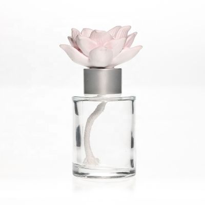 OEM Screen Printing Coloured 77ml Crystal Round Clear Room Diffuser Oil Glass Bottle with Cap