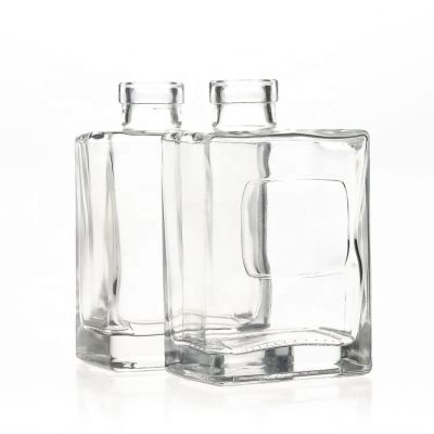 New 300ml rectangular Square Sloping Neck glass diffuser bottle with cork