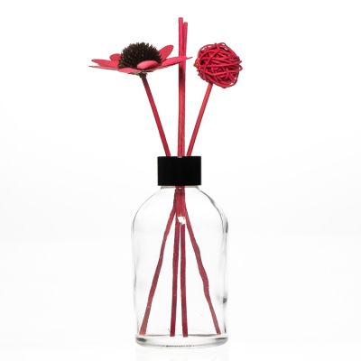 Simple Design Aroma Oil Packaging 230ml 7oz Round Fragrance Reed Diffuser Bottle Glass with labels