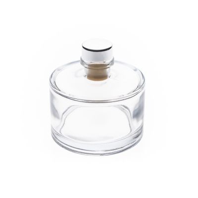 Glass Bottles Wholesale 100ml Crystal High Transparent Round Glass Reed Diffuser Bottle with Cork