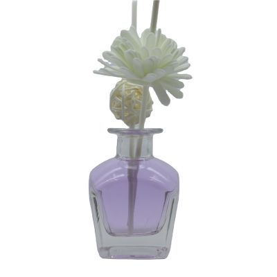 Mini 50 ML Glass Empty Reed Diffuser Bottles Glass Cosmetic Container With Rattan