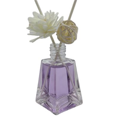 Square shape high quality 60 ml glass bottles empty reed Diffuser bottle with screw lid
