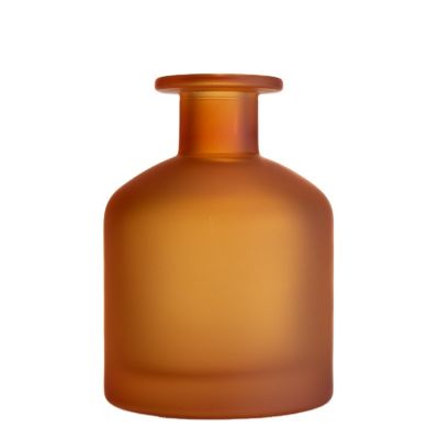 Orange Color Round Glass Reed Diffuser bottle with Cork 100ml