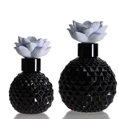 Wholesale Perfume Fragrance Bottle Diamond Round 100ml 200ml Black Empty Diffuser Bottle