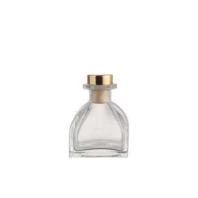 Design square shape clear glass 100 ml home reed diffuser glass bottle with sticks
