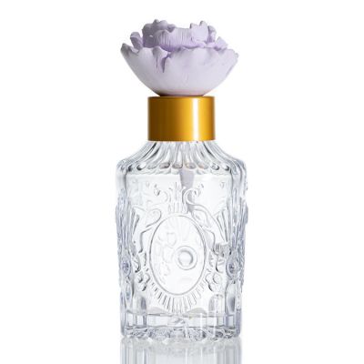 Clear Round Home Fragrance Bottle Embossed Aroma Glass Diffuser Bottle 100ml
