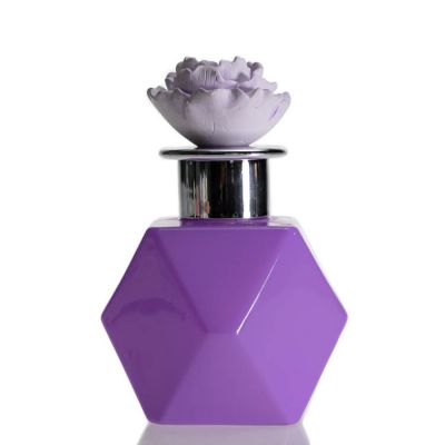 Custom Fragrance Glass Bottle Polyhedron Shape 200ml Diffuser Refill Bottles Aroma Reed With Cap