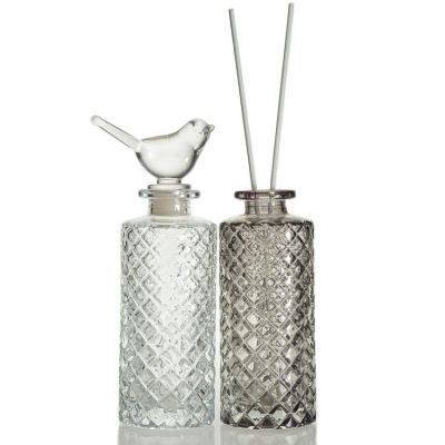 Air Fresh Embossed Clear Empty Room 150ml Reed Diffuser Glass Bottle for Decoration