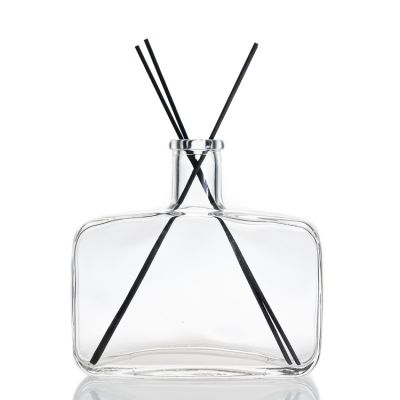Home WIne Glass Aroma Bottle 500ml Flat Square Reed Diffuser Bottle With Stopper