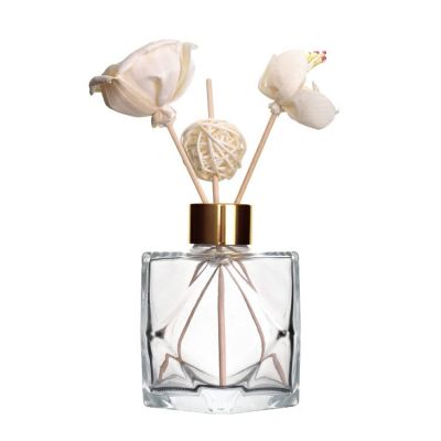 Unique Square Shape 200ml Clear Hanging Aroma Reed Diffuser Glass Bottle For Decoration