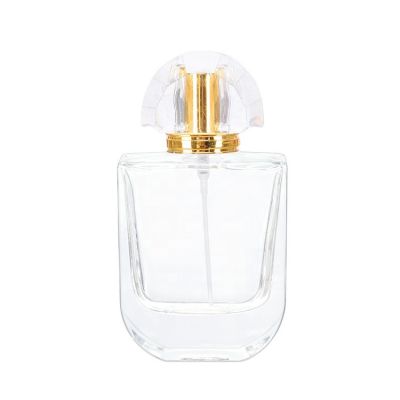 50ml square empty glass perfume spray bottle with crimp neck