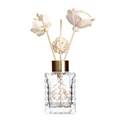 84ml High Quality Luxury Room Wholesale Big Frosted Perfume Square Fancy Clear Empty Glass Aroma Diffuser Bottle