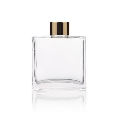 golden cover square reed diffuser glass bottle 140ml empty clear reed diffuser bottles with box