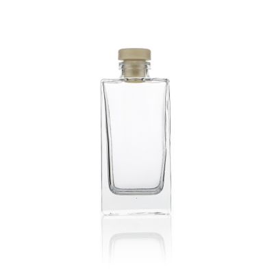 150ml glass reed diffuser bottle empty rectangular refillable Clear glass bottle with cork