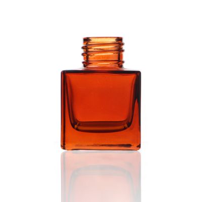 50ml Square Red Glass Diffuser Bottles With Golden Caps Refillable Diffuser Bottles