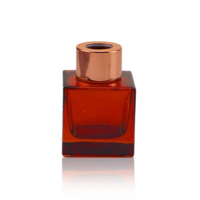 Empty 50ml amber aroma diffuser bottles square glass bottle wholesale