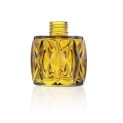 100ml amber glass perfume reed aroma diffuser bottle luxury crystal reed diffuser bottle with golden cover