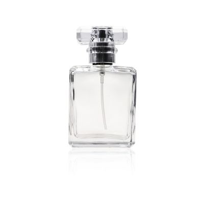 Clear 1.3oz 50ml glass square perfumery bottles