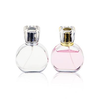 Elegant Modern design 50ml Round Parfum Glass Bottle with Acrylic cap