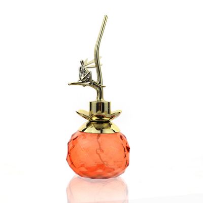 Hot selling 90ml ball shape design glass perfume bottle with gold and silver unique pump and cover for Ready to ship