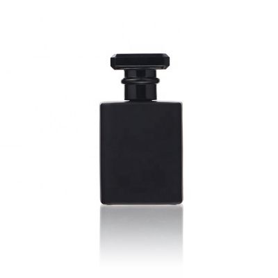 Luxury Matte Black Perfume Bottles Square Empty 50ml Perfume Glass Bottle With Black Cap In Stock