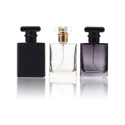Cosmetic Container Perfume Spray Bottle 50ml Black Matte Square Glass Perfume Bottle