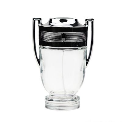 Custom 100 ML Sale Empty Silver Trophy Shape Fragrance Perfume Glass Bottle