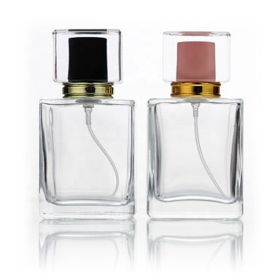 Custom Logo 50ml Square Perfume Glass Bottle Low Moq With Spray Cap Box Packaging