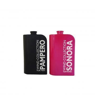 100ml Black Empty Fancy Pump Spray Perfume flat flask Shape glass bottle Wholesale