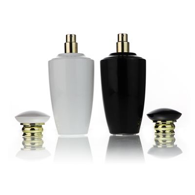 Manufacturer Wholesale 100ml Black White Glass Perfume Bottle With Cap Pump Sprayer For Perfume Packaging