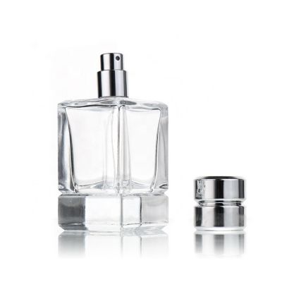 Wholesale Luxury Square Shape 50ml Empty Perfume Spray Glass Bottle 50 ml With Sprayer Pump