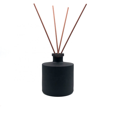 Matte Black 230ml Large Reed Diffuser Glass Bottle With Golden Stopper
