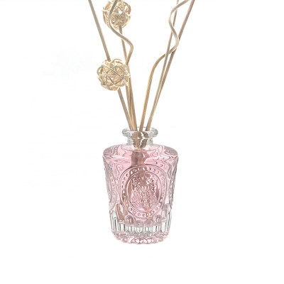 Empty Luxury Embossed 150ml Clear Aromatherapy Reed Diffuser Glass Bottle
