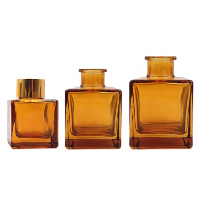 Wholesale Amber Square Glass Perfume Bottle Aroma Reed Diffuser Glass Bottle