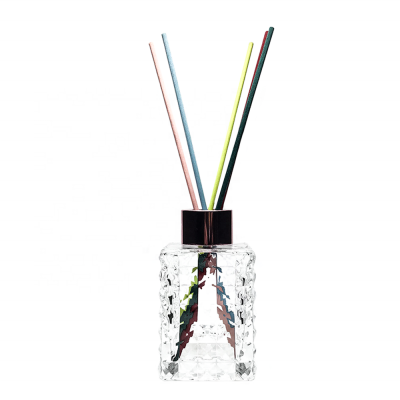 Wholesale 100ml Air Aroma Bottle Glass Square Engraving Reed Diffuser Bottle