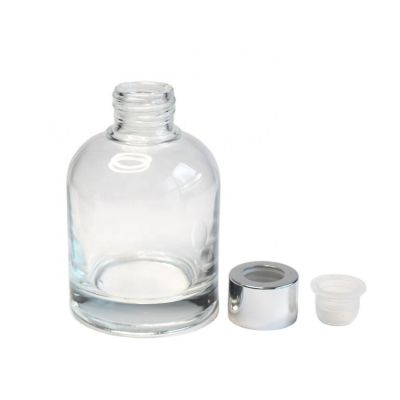 150ml round aroma glass reed diffuser bottle with black silver color top with sticks
