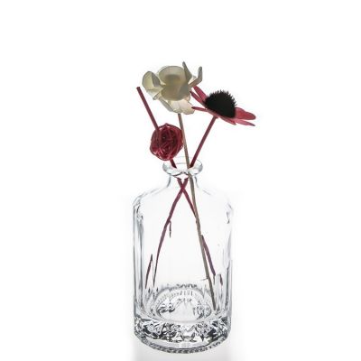 Good Quality 750ml Cylindrical Embossed Diffuser Glass Bottle For Home Decoration