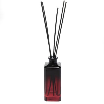 Good Price 130ml Flat Square Red Colored Diffuser Oil Bottles Aroma Glass bottle with Sticks