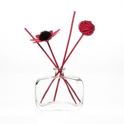In Stock 100ml Flat Square Fragrance Bottle Clear Diffuser Glass Bottles With Rattan Sticks